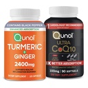 Qunol CoQ10 & Turmeric: kurkumina kurkuminowa, 2400mg, 105 kapsułki i Ultra CoQ10 100mg, 90 Softgels