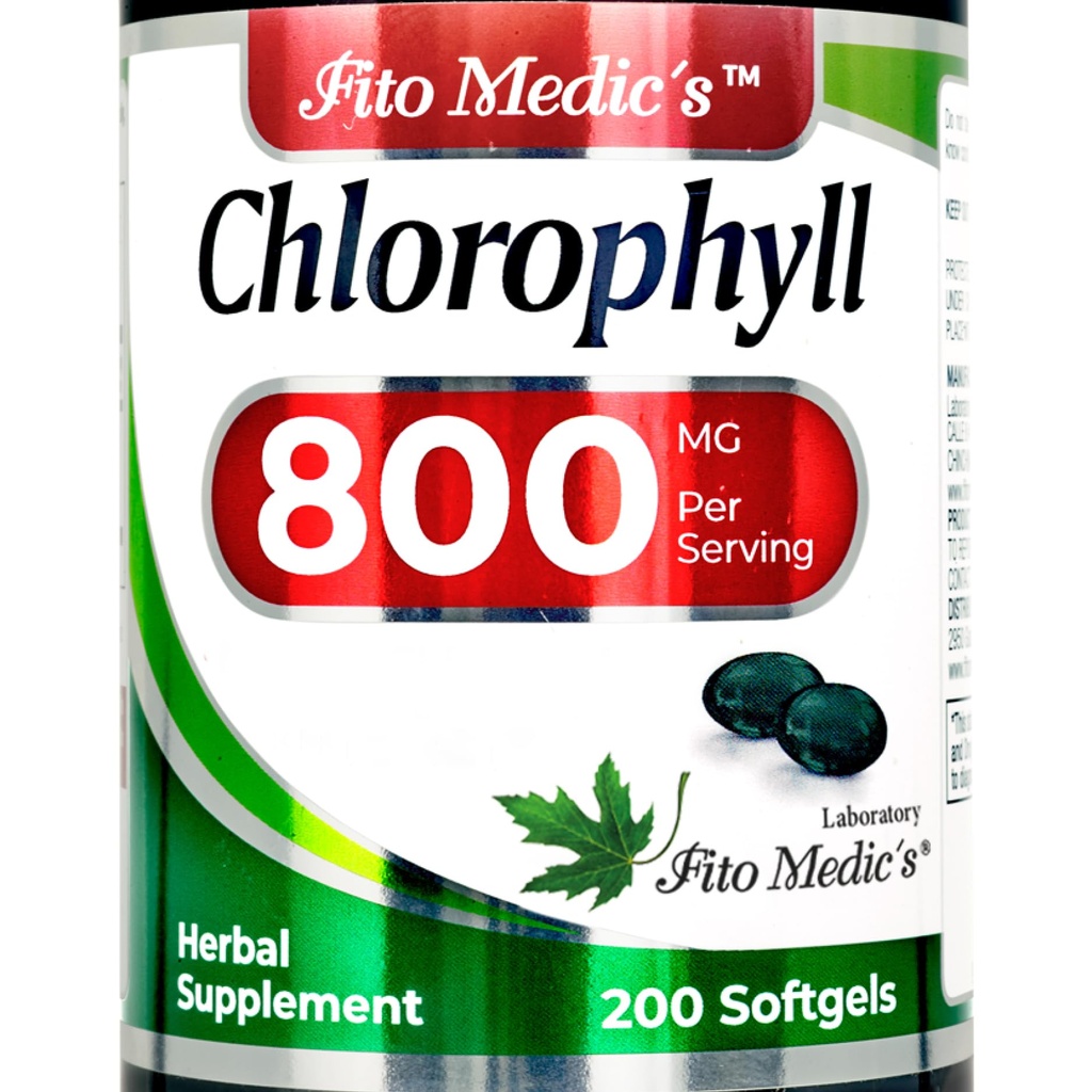 FITO MEDIC 's Lab - Chlorofil - Czysty - 800 mg na służbę- 200 Softgels - Chlorofil kapsułki -Detox Cleanse, Suplementy Zielonych - Chlorofil Pills - Ultra wysoka Absorpcja.