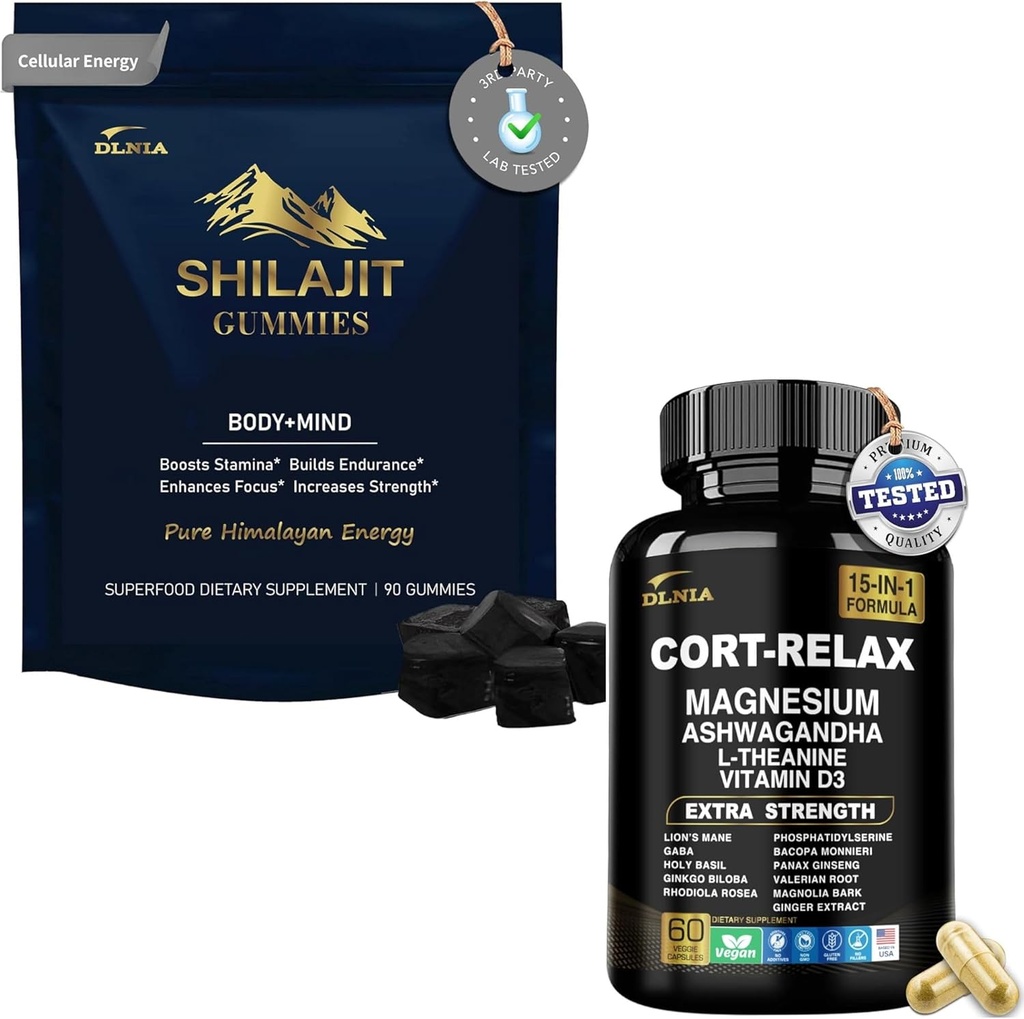 Shilajit Ashwagandha Gummies & Magnezu suplement uspokajający Duo