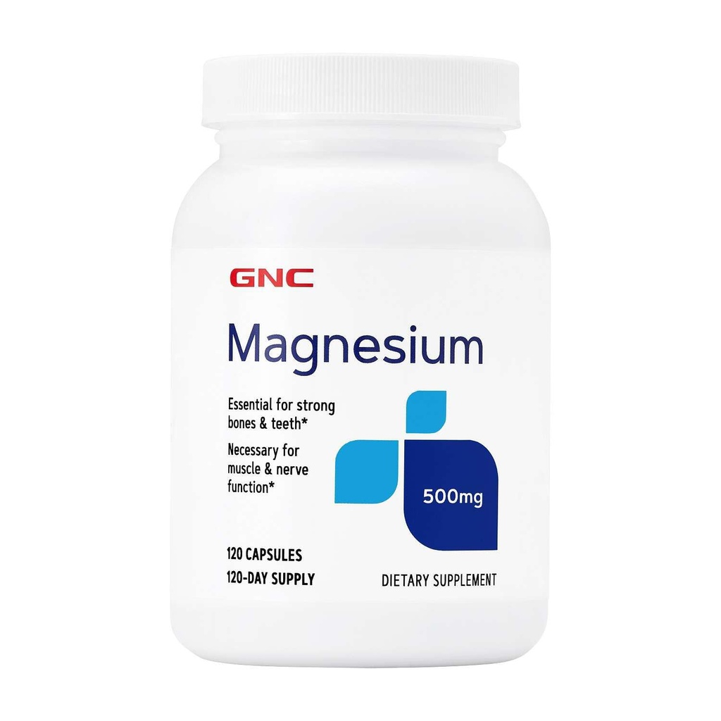 GNC Magnez 500 mg, 120 Kapsułek, Wchłanianie wapnia i silne zęby i kości