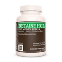 Remedy 's Nutrition Betaine HCL (Hydrochloride) XI124; 1000 mg, 60 Kapsułki Suplement diety XI124; Dwa miesiące dostaw 124; Zawiera również Carbonate wapnia, Papain & Bromelain