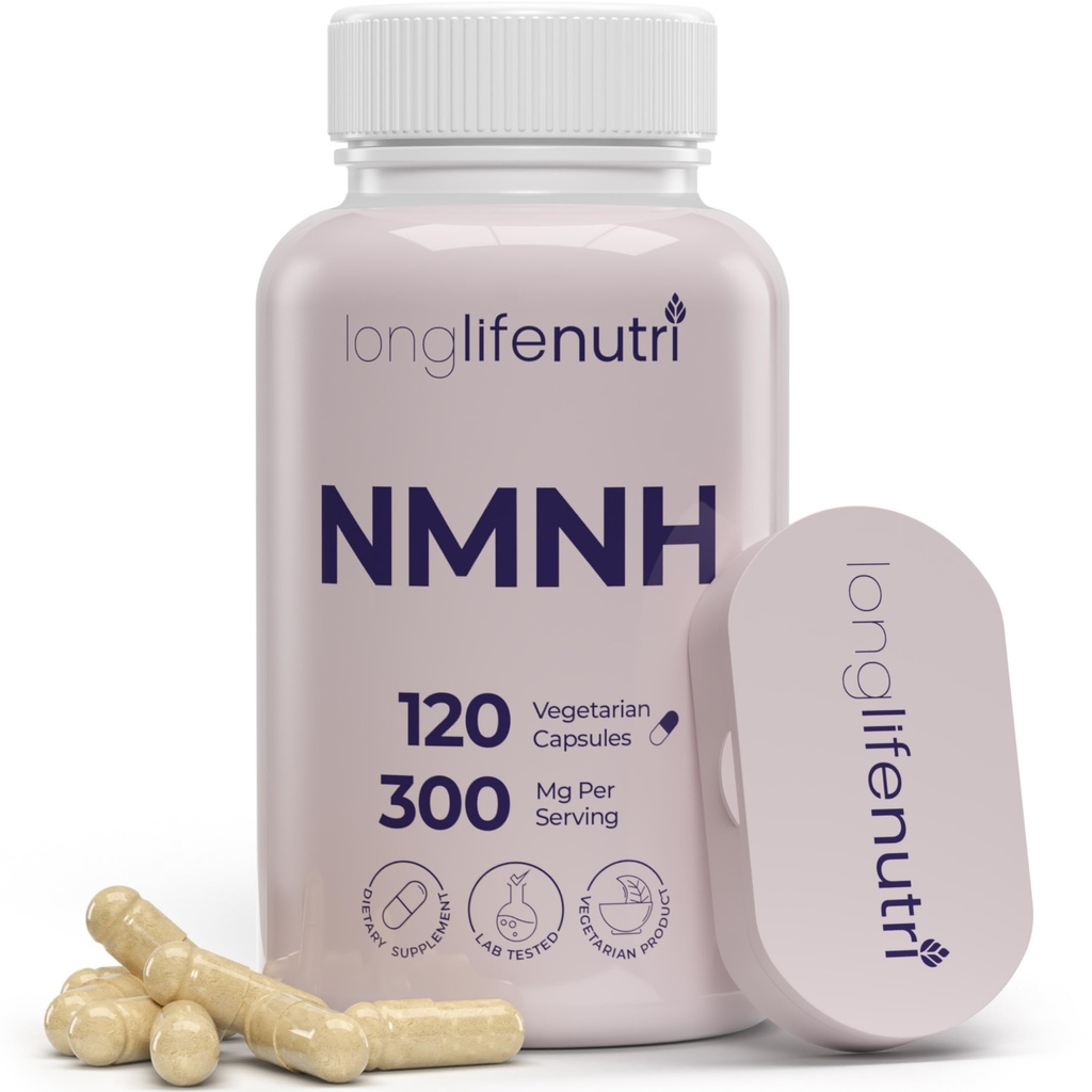 LongLifeNutri NMNH 300mg (Mononukleotyd dihydronikotynamidu) - 120 Kapsułek wegańskich, 2- Miesięczne Dostawy, NMN Alternatywne, suplement NAD dla energii i długowieczności, Lab Tested, Made in USA