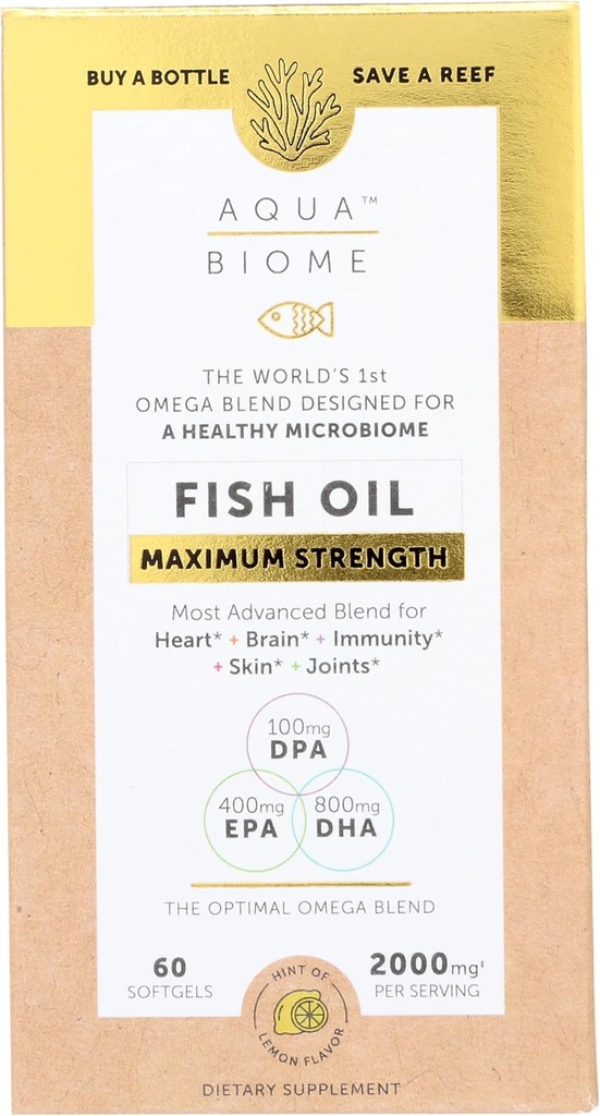 Enzymedica Aqua Biome, Maksymalna moc, Lemon, Omega 3 Olej rybny, 60 Softgels
