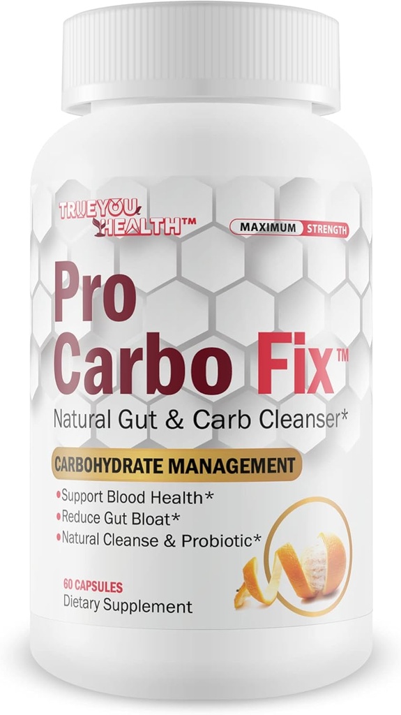 Pro Carbo Fix - Natural Gut & Carb Cleanse Supplement - Plant Based Formula w / Probiotyki - Wsparcie zdrowia i krwi - Pomoc Flush węglowodany & Toksyny - Promowanie Regularności & Zmniejszone Gut Bloat
