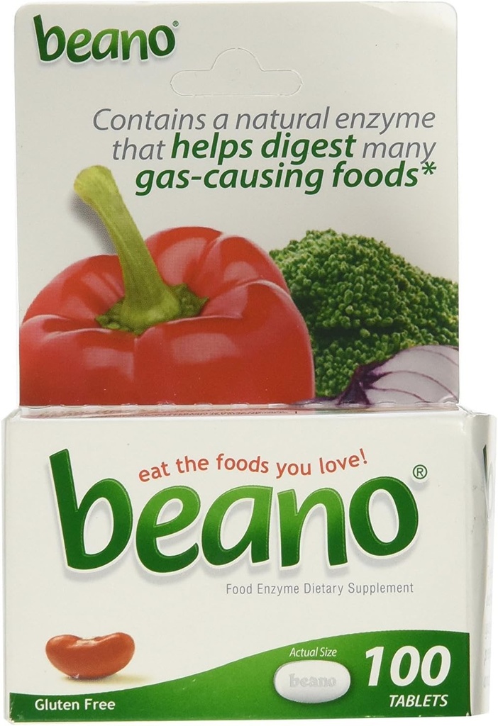 Beano Extra Support Gas Prevention and Diseasure Support Tablets, Pomaga zapobiegać wzdęcia i dyskomfortu, 100 Tablets