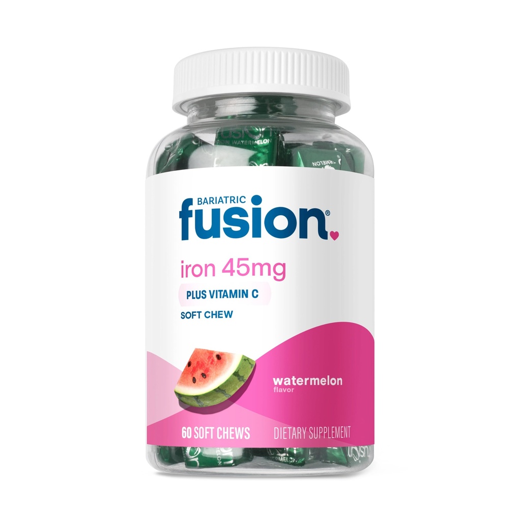Bariatric Fusion Żelazo Suplement dla Kobiet Anemia 124; Żelazo do żucia z witaminą C 124; Arbuz aromatyczny miękki Chew 124; Delikatny na Stomach Żelaza żelaznego dla Kobiet i Mężczyzn 124; Gluten wolny 124; 60 Hrabia