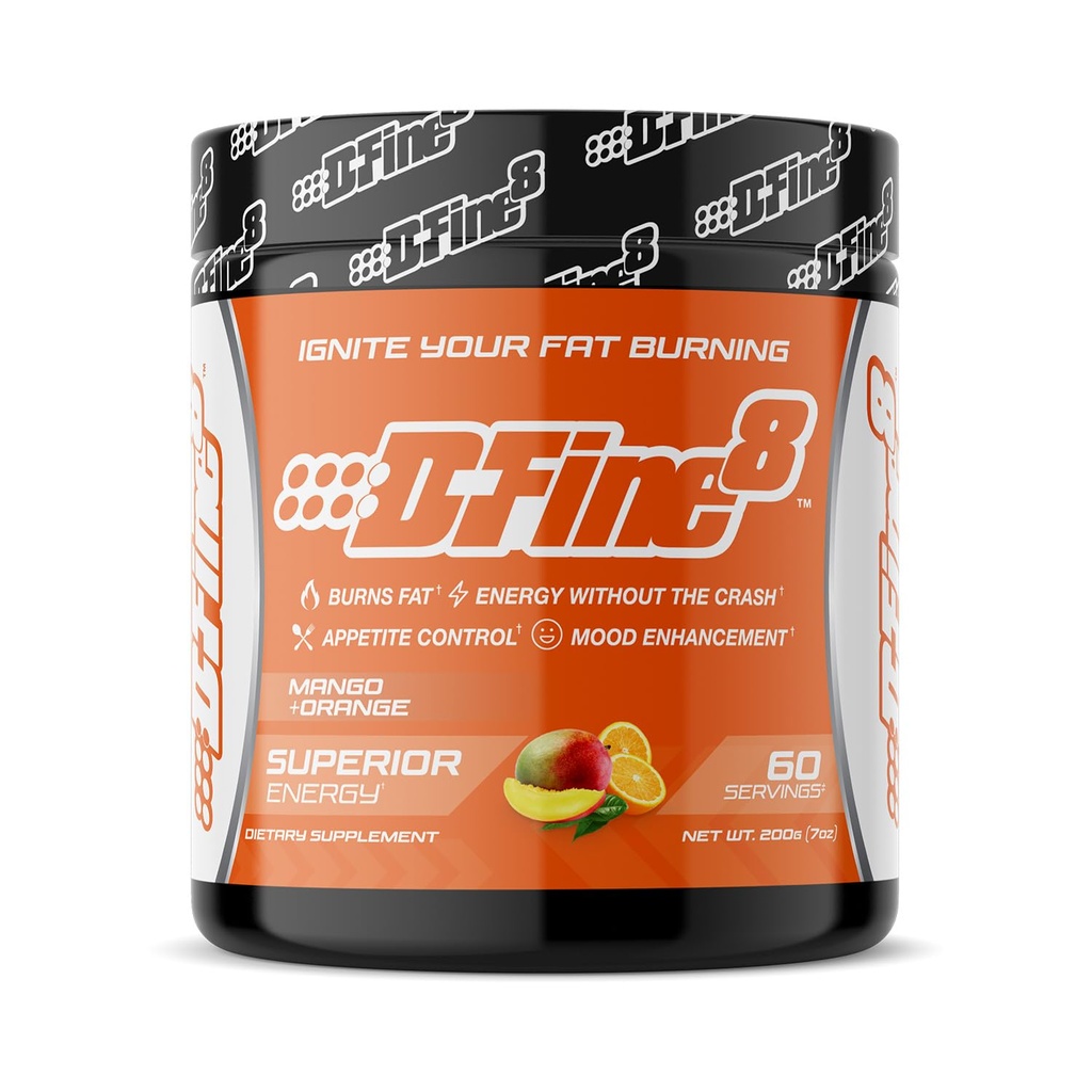 Termogeniczne wstępne ćwiczenia energii proszku i rozdrabniania suplement, Boost energy Mood & Focus, Sugar Free, Zawiera Senactiv, Endurance, 300 mg kofeiny, N- Acetyl- L- Tyrosine (Mango Orange)