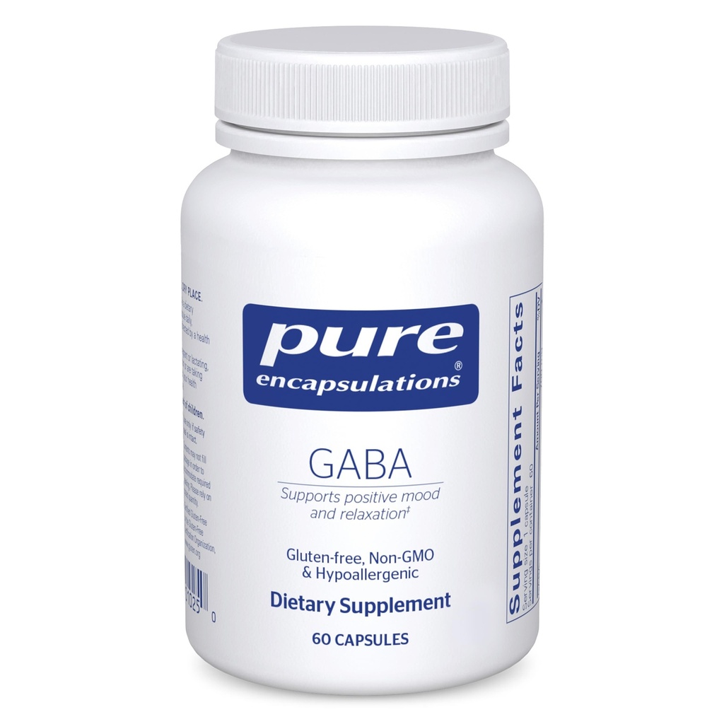 Pure Encapsulations GABA - Suplement do wsparcia relaksacji i umiarkowania stresu okolicznościowego - z Premium GABA aminokwasy - 60 kapsułki