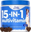 15- in-1 Dog Multivitamine, Dog Vitamin i suplementy dla wszystkich wieków i hodowli do wsparcia systemu immunologicznego, Zdrowy płaszcz i skórę, 90 Przeżuwki z kurczaka aromat suplementy i witaminy