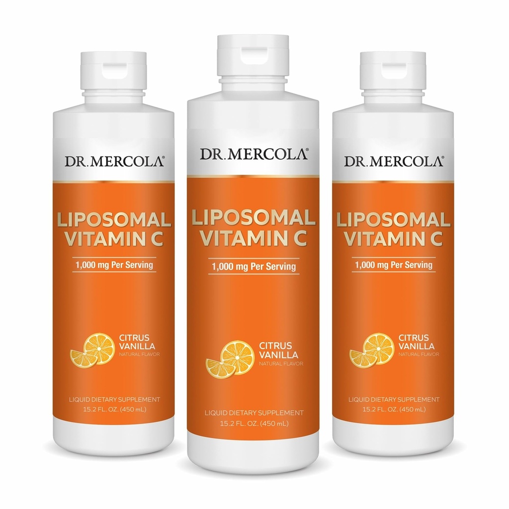 Witamina C - przeciwutleniacz i suplement wsparcia immunologicznego - zawiera witaminę E - bez GMO-, bez glutenu i bez soi - Citrus Vanilla Flavor - 450 ml (30 Servings) - 3 opakowania
