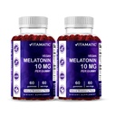 Melatonina witamatyczna 10 mg żelki wegetariańskie - Non-Habit Forming - 60 gumek na butelkę - 2-pack (Razem 120 żelek wegańskich)