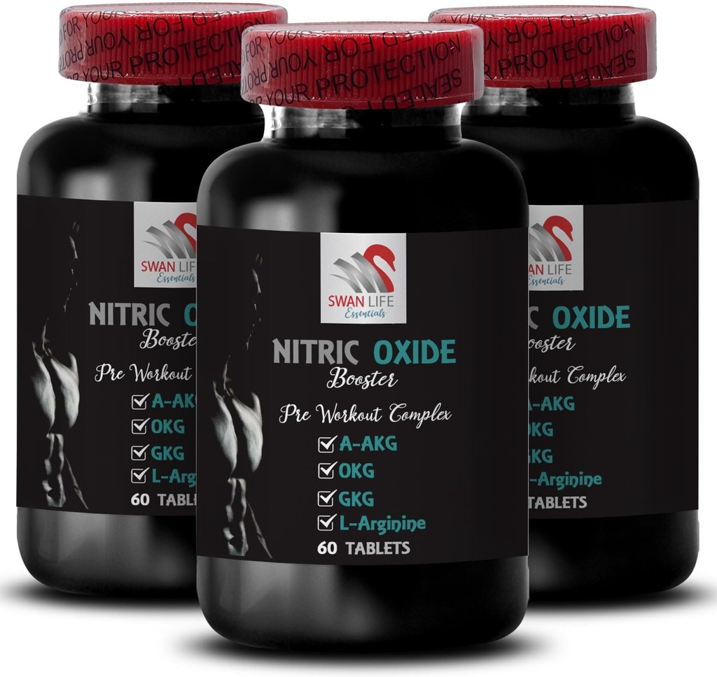 Dodatek do ćwiczeń - NITRIC OXIDE BOOSTER - suplementy tlenku azotu dla mężczyzn, suplement wspomagający tlenek azotu, suplement wytrzymałościowy, wzmacniacz wytrzymałości, wsparcie treningu, energia fitness 3 Butelka 180 Tabs