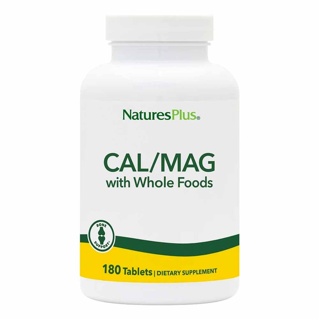 NaturesPlus Source of Life Cal / Mag Mineral Supplement- 500 mg wapnia, 250 mg magnezu, 180 tabletek wegetariańskich - cały suplement żywnościowy, Promotes Bone Health - Gluten- Free - 90 Servings