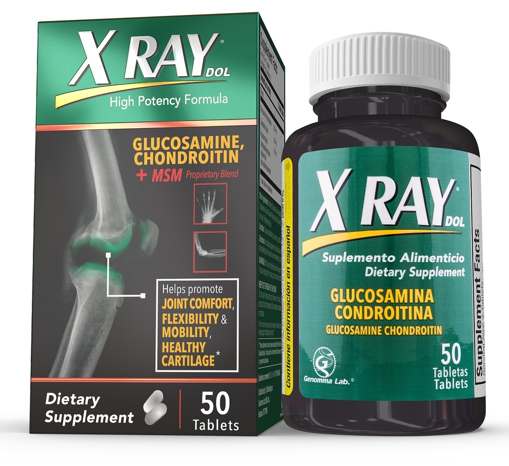 X Ray High Potency Joint Health Supplement, z Glucozamina 1500mg, Chondroitin 300mg, MSM 120 mg, Wspiera zdrowe połączenia, kości i chrząstki - 50 Count
