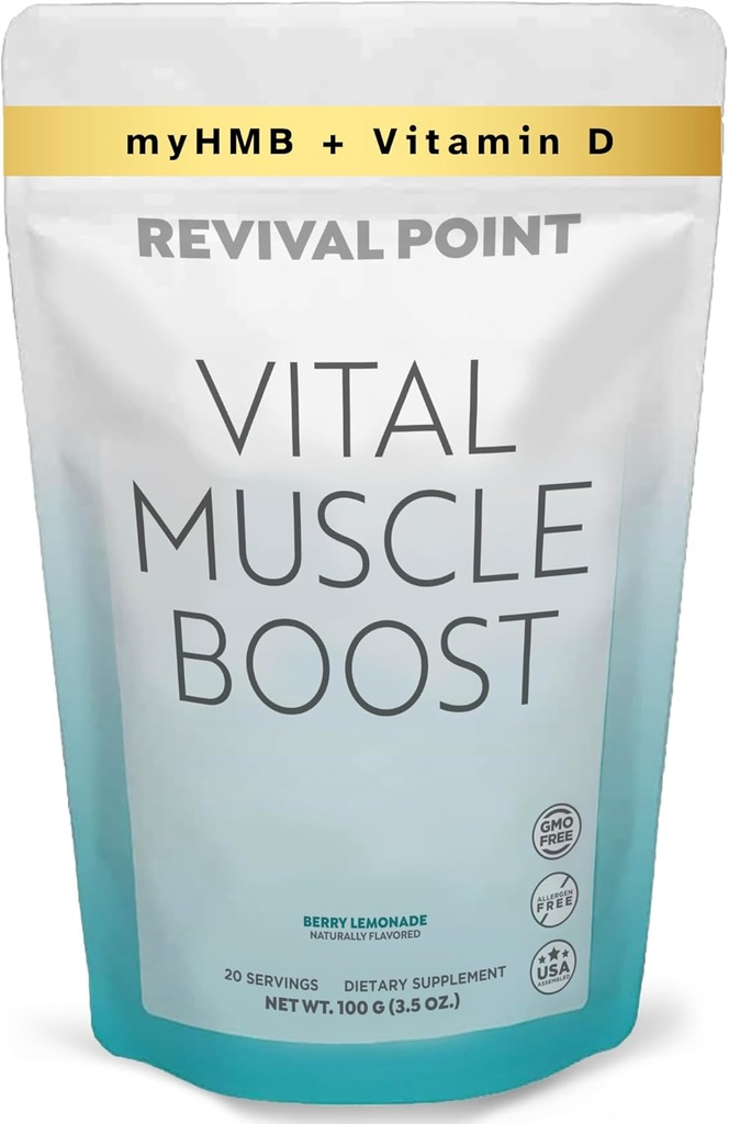 Vital Muscle Boost- Premium myHMB and Vitamin D3 Supplement for Adults– Patented HMB Powder 3000mg- for Healthy Muscles, Energy & Vibrant Active Life- Supports Protein Synthesis & Strength