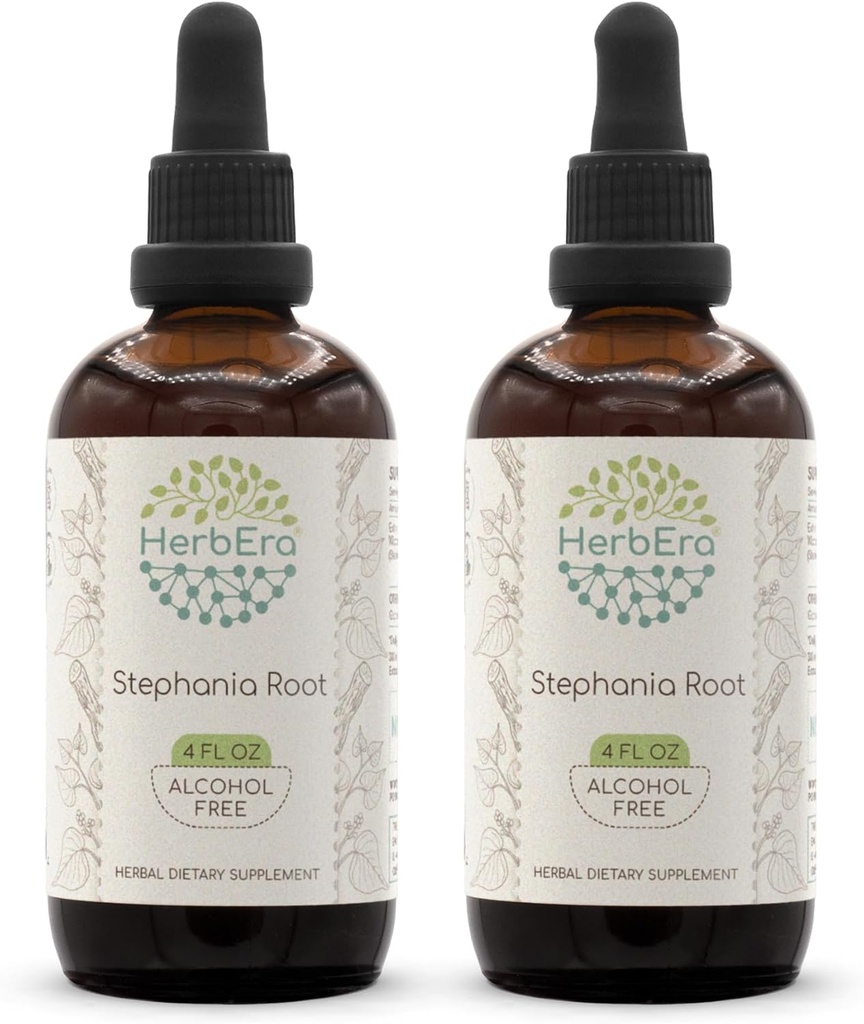 HerbEra Stephania Root B120 (2pcs) Bezalkoholowy Herbal Extract Tincture, Concentrated Liquid Drops Natural Stephania Root (Stephania Tetrandra) Suszony Root (2x4 fl oz)