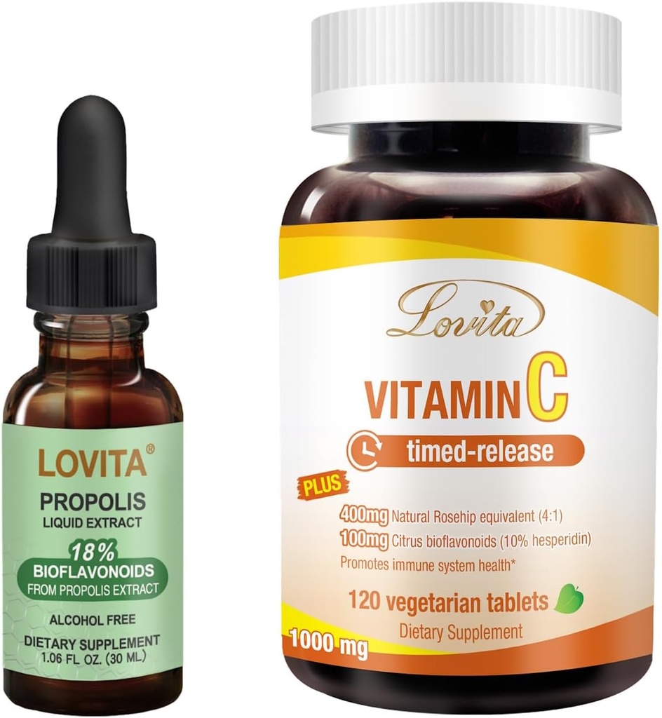 Lovita Bee Propolis Liquid Extract & Witamina C Suplementy odżywcze Pasek
