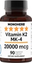 Witamina K2 MONOHERB jako Menatetrenon MK- 4 20000 µg na kapsułkę - 90 kapsułek Veg