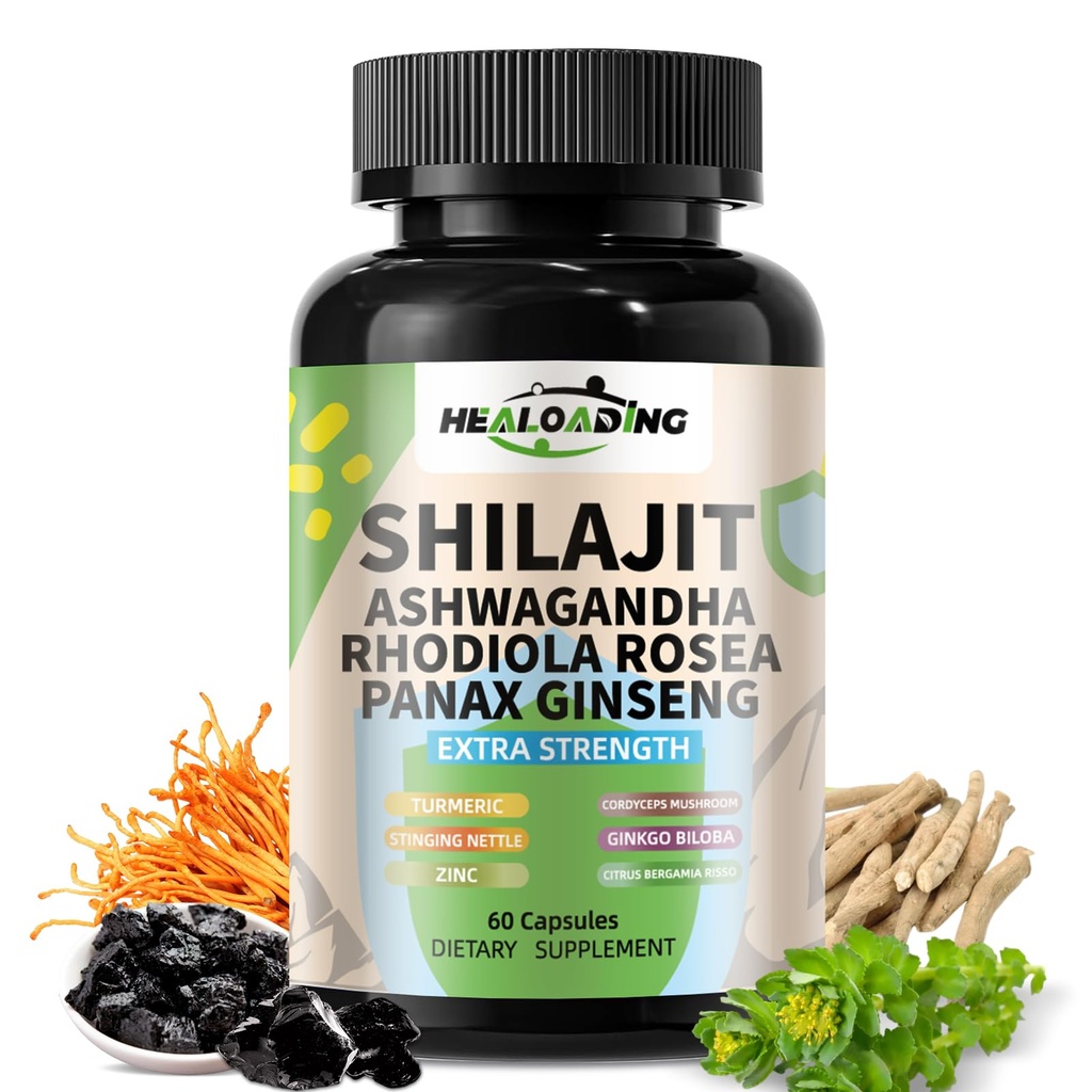 Himalayan Shilajit Kapsułki Oczyszczone Himalayan Shilajit Extract - Natural Energy & Stamina Support- Vegan, Non-GMO Ancient Fulvic Acid & Humic Acid Natural 60 Kapsułki