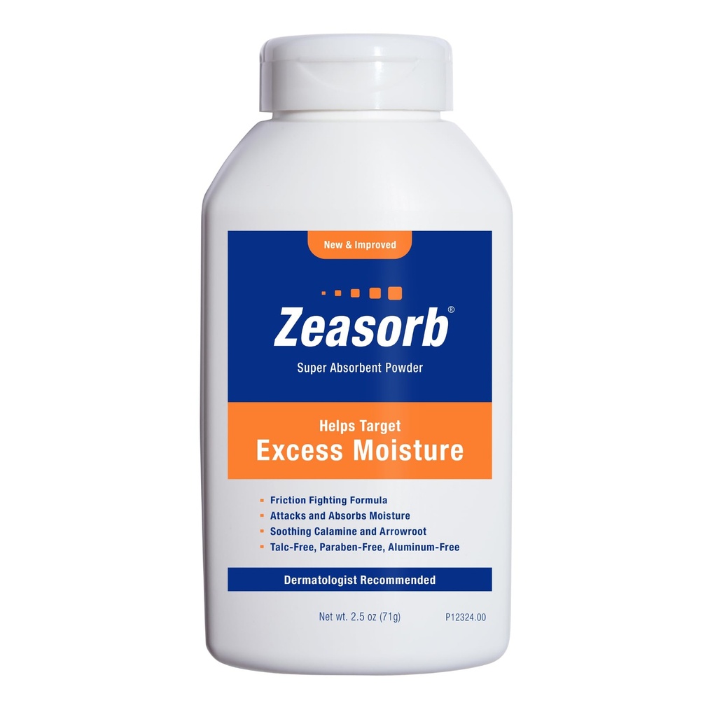 Zapobieganie zeasorbowi, Super Absorbent Excess Moisture Powder to prevent Chafing & Swędzenie, 2.5 Oz