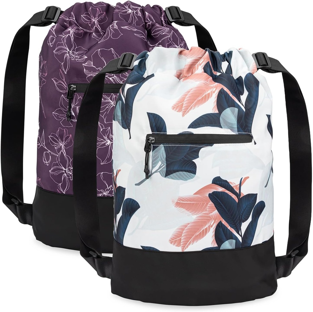 [2- Pack] Flex Cinch Drawstring Gym Bag dla kobiet z graficznych wzorów 124; Trwały lekki Gym Cinch Bags 124; Wielki dla Gym Bag, Podróżowanie i Noclegi