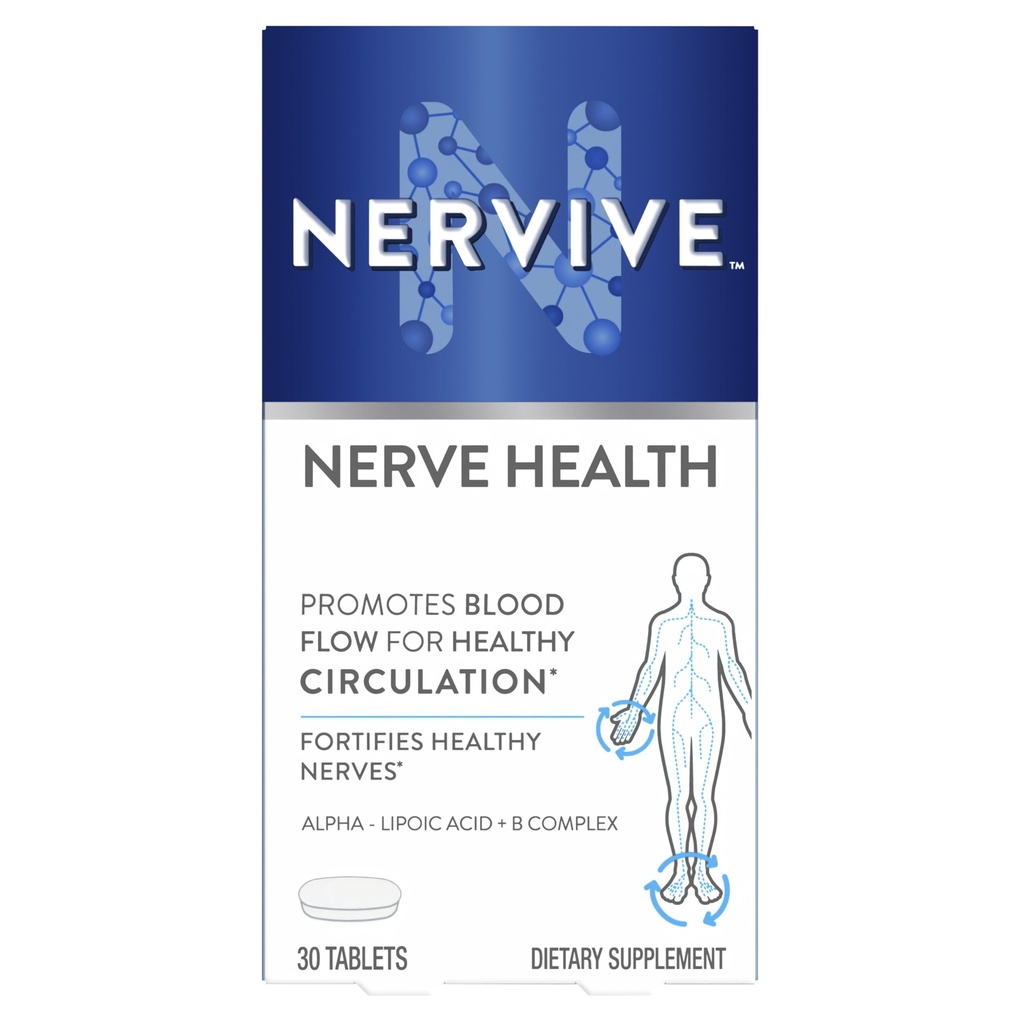 Nervive Nerve Health, Alpha Lipoic Acid, Fortify Nerve Health, Healthy Nerve Function, Zdrowe krążenie krwi, Suplement, Tabletka, 30 Tabletki