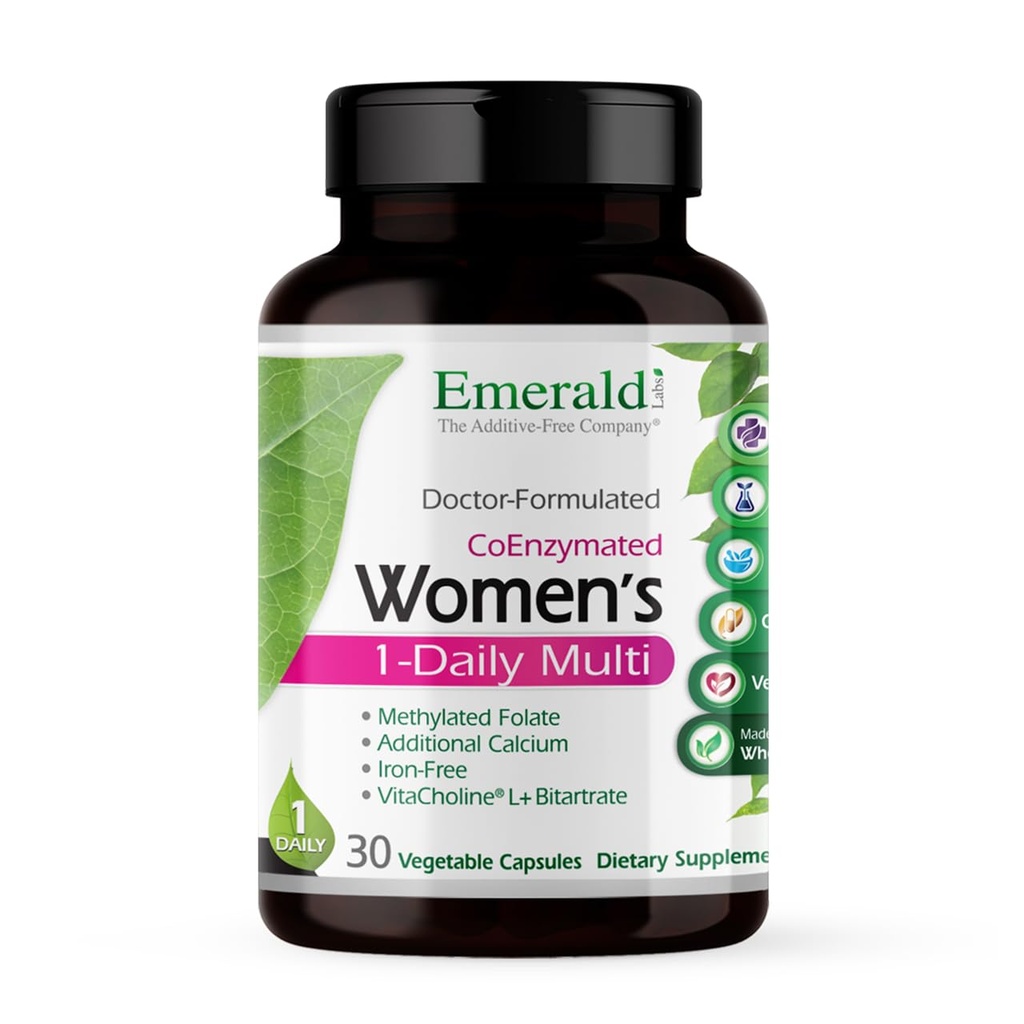 EMRALD LABS Kobiety 1 - Daily Multi - Multivitamin dla kobiet - Obejmuje wapń, cynk, witaminę B & More - Bone & Immune Supplement * - Gluten- Free - 30 Kapsułki roślinne