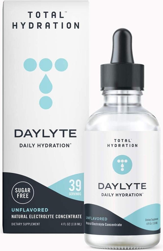 Zestaw suplementów elektrolitów - 100 tabletek Keto Electrolyte + Daylyte Daily Hydration Unflavored (39 Kropli) for Endurance, Hydration, Odmładzanie - Calorie Free, Gluten Free, Vegan