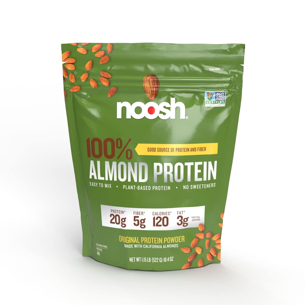 NOOSH Plant Based Almond Protein Powder Unflavored 35 Gram - Wegan, Wszystkie naturalne składniki, Non-GMO, Gluten Free, Kosher, Peanut Free, Soy Free, Dairy Free (Unflavored)