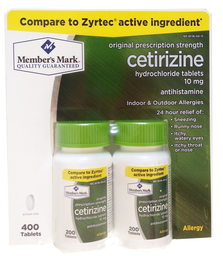 Mark wcześniej znany jako po prostu prawy Cetirizine Hydrochloride Allergy Tablets, 10 mg- 400 Licz.