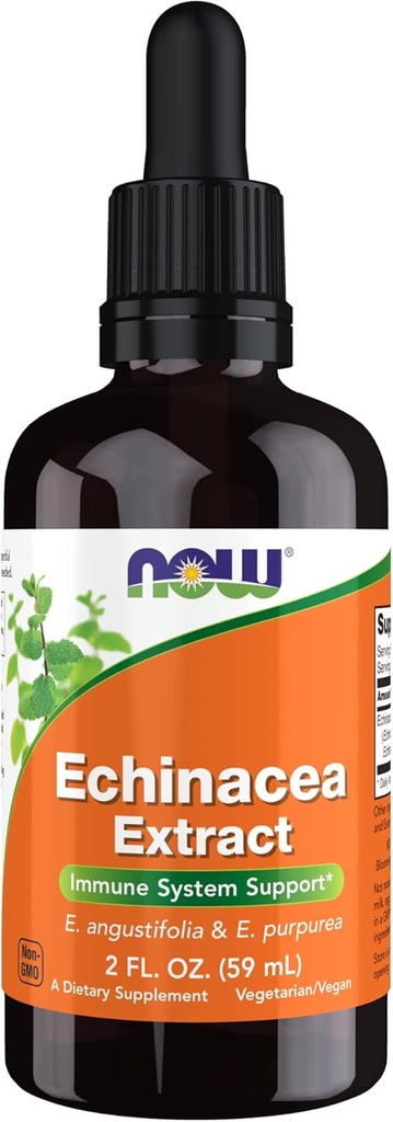 Teraz żywności Suplementy, Echinacea ekstrakt płynny z kroplomierzem, Wsparcie systemu immunologicznego *, 2- unce