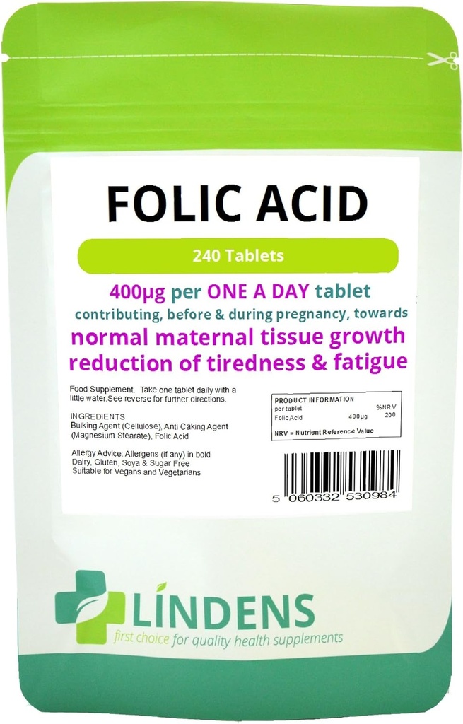 Tabletki kwasu foliowego 3- Pack 720 Tabletki, 400mcg - jeden dzień (folacyna, witamina B- 9)