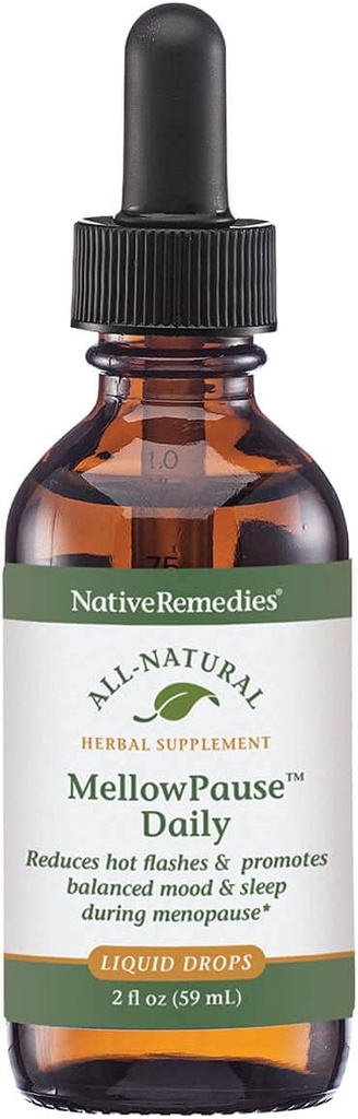 Native Remedies MellowPause - Natural Homeopatic Formula pomaga zmniejszyć gorące błyski, huśtawki nastrojów, bezsenność i nocne poty