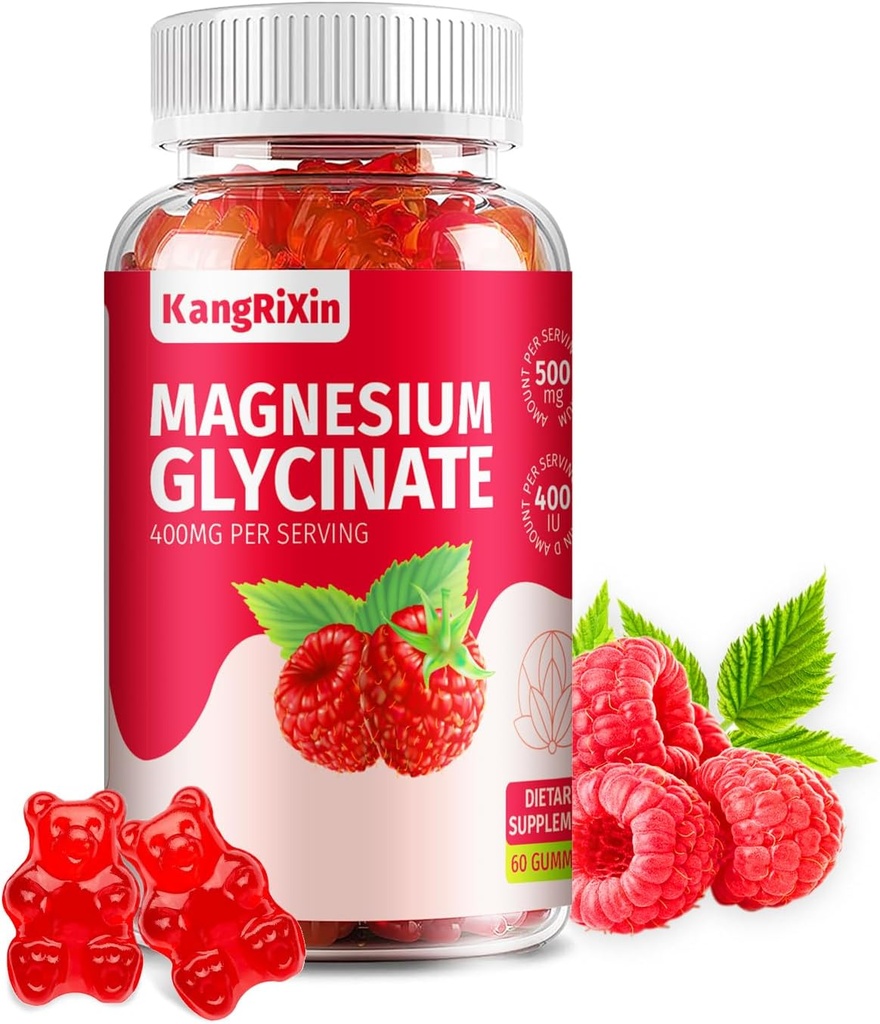 Glucynian magnezu Gummie - Suplementy magnezu bez cukru dla dorosłych i dzieci, Wysoka absorpcja Gummies magnezu Żelatyna Free (60 Licznik (Opakowanie 1))