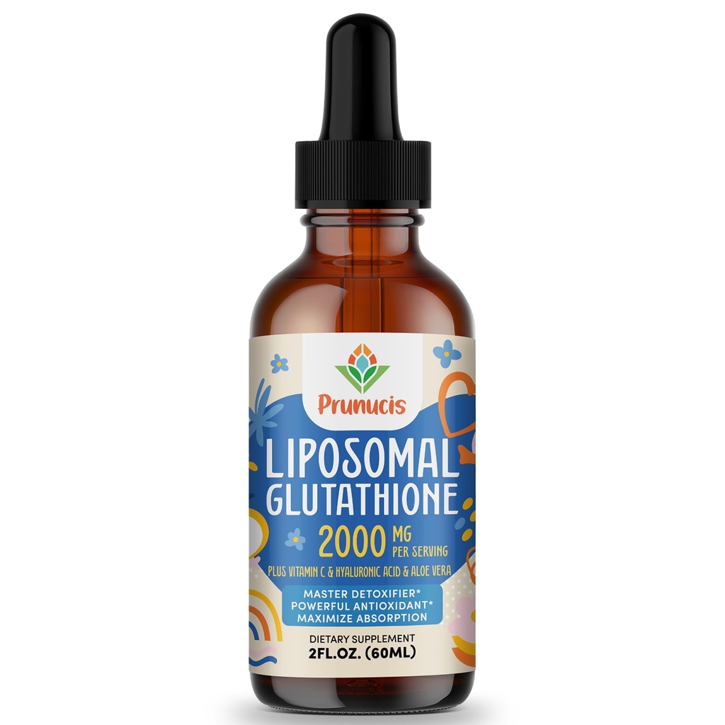 2000MG Liposomal Glutation Liquid, 98% Wchłanianie, Forma aktywna L- Glutation Suplement, Wegański Przyjazny, Potężny zespół przeciwutleniaczy dla układu immunologicznego, Obrona starzenia, Detox, 2 FL.OZ