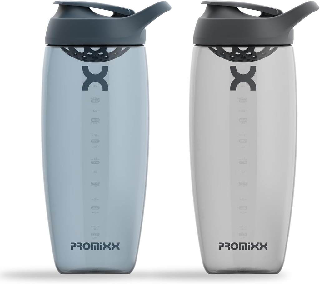 Promixx Pursuit Protein Shaker Bottle (32 oz) - Silent No- Ball Mixer, Leak- Proof Lid, BPA / BPS & Phthalate- Free ECOZEN - Easy- Clean Shaker Cup for Protein Shakes, Pre & Post- Workout Smoothies