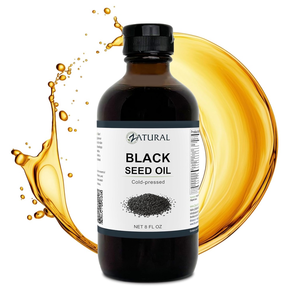 Zatural Black Seed Oil Nigella Sativa Cold Pressed Cumin Oil Trawienie, Skóra, Mózg, Immune, Joints & More (8 Fl Oz)