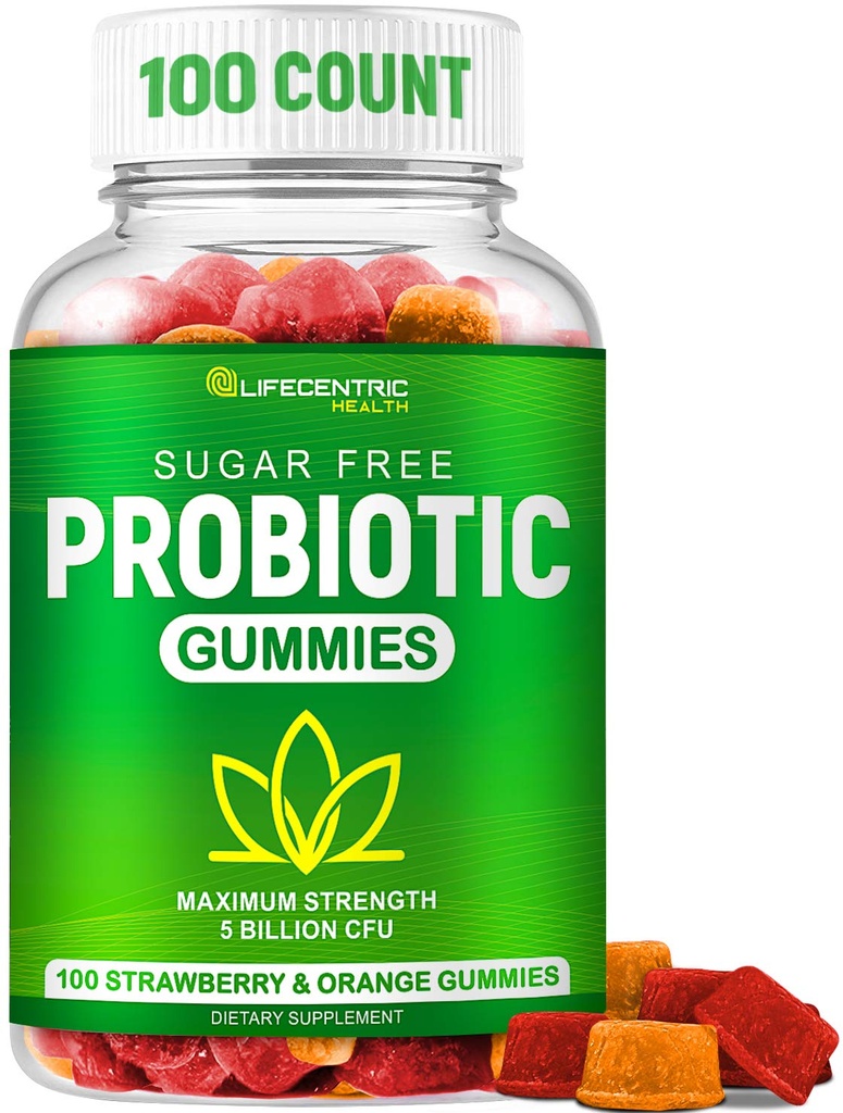 Probiotyczne gumki dla dorosłych i dzieci Max Siła 5 Miliard CFU 124; Organic Sugar Free Gummies for Digestive Health British 124; 100 Hrabia Vegan Gluten Free Chewable Gummies dla mężczyzn Kobiety i dzieci