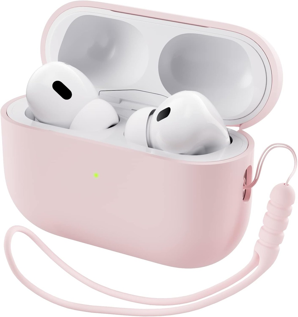 ORNARTO kompatybilny z AirPods Pro 2 Case 2022, Full Protective Hybrid Silicon for AirPods Pro 2nd Generation Case, Front LED Wisible Skin Cover- Pink
