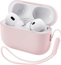 ORNARTO kompatybilny z AirPods Pro 2 Case 2022, Full Protective Hybrid Silicon for AirPods Pro 2nd Generation Case, Front LED Wisible Skin Cover- Pink