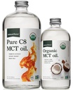 Natural Force Organic Pure C8 + Organic Full Spectrum MCT Oil - USDA Organic, Non GMO, 100% czystego kokosowego MCTs - Keto, Paleo, Vegan i Kosher - 32 Oz & 16 szklane butelki