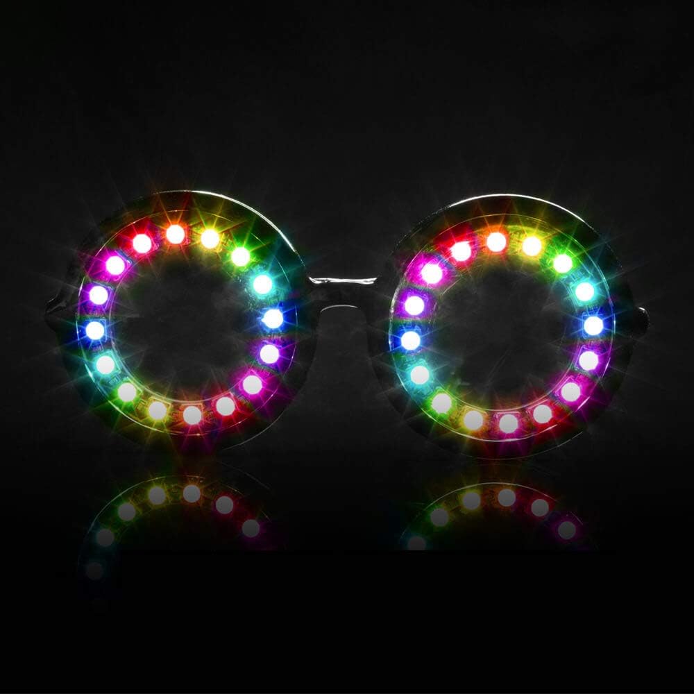 GloFX Programowalne szkła LED - 350 Modele pełnego koloru - Okulary USB Rechared Light Up for Edm Music Festival Rave Party Dance Performance Cosplay Kostium