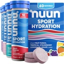 Nuun Sport Electrolyte Tablets z magnezu, Wapń, Potas, Chlorek i Sód, Gluten Free & Wegan, Mieszane aromaty, 4 Pack (40 Służenie ogółem)
