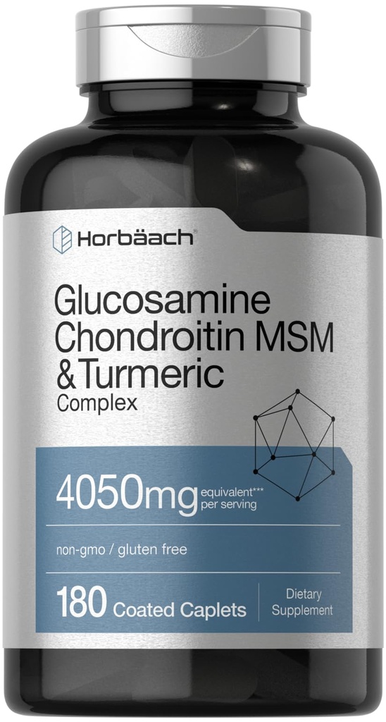 Horbäach Glukozamina Chondroitin MSM XI124; 4050 mg XI124; 180 Cappets XI124; z Turmeric XI124; Triple Strength Formula XI124; Non-GMO & Gluten