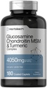 Horbäach Glucosamine Chondroitin MSM | 180 Caplets | with Turmeric | Triple Strength Formula | Non-GMO & Gluten Free Supplement