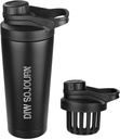 DIW 24 Oz Shaker Butelka, Stal nierdzewna Shaker Butelka z Noise- Free Design, Izolated Metal Shaker Cup for Protein Mix and Pre Workout, Gym Bottle Shaker (Czarny)