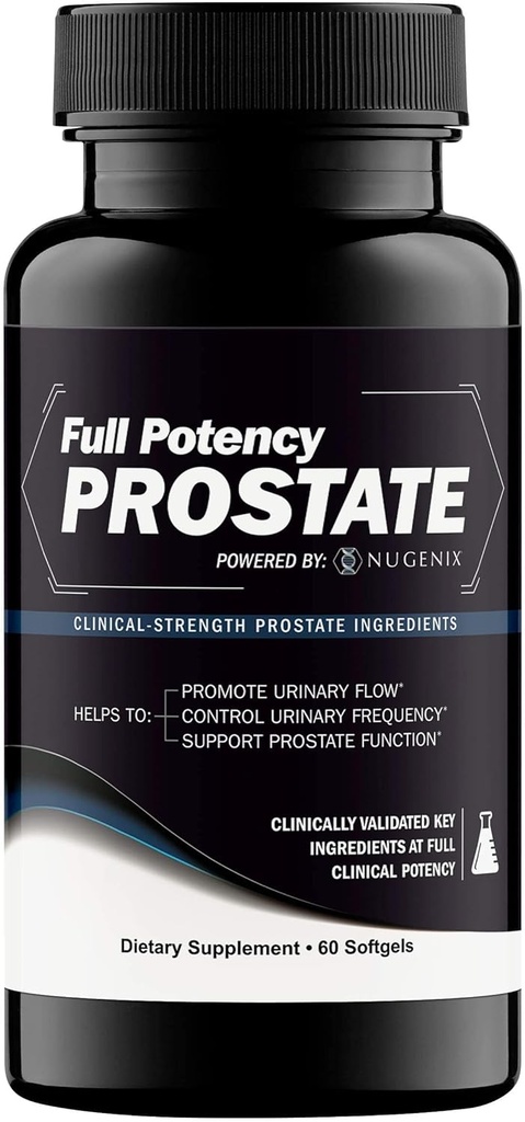 Nugenix Full Pottency Prostate - Prostate Supplement Support for Men 's Health, Clinical- Strength, Saw Palmetto, Zwiększenie przepływu moczu i częstotliwości, i Wsparcie Prostate Function, 60 Kapsułki