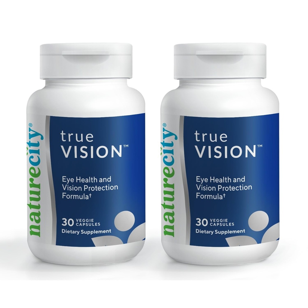 NatureCity True- Vision Eye Health Supplement - Luteina na bazie plantacji i Zeaksantyna z Saffron o dużej mocy 20mg - Blue Light Protection, Support Central and Night Vision (60 Kapsułek wegetariańskich)