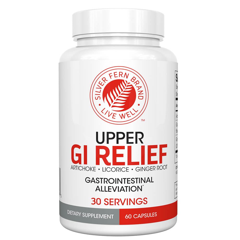Silver Fern GI Relief - Natural Herbal Supplement - All Natural with Artichook Leaf Extract, Ginger Root Extract, i GutGuard Licorice Flavonoids (1 butelka - 60 Kapsułki - 30 Day Supply)