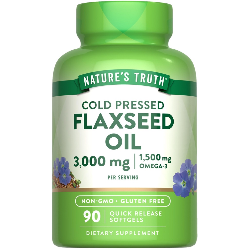 Nature 's Truth Flaxseed Oil Softgels 124; 90 Hrabia 124; Cold Pressed, Non-GMO & Gluten